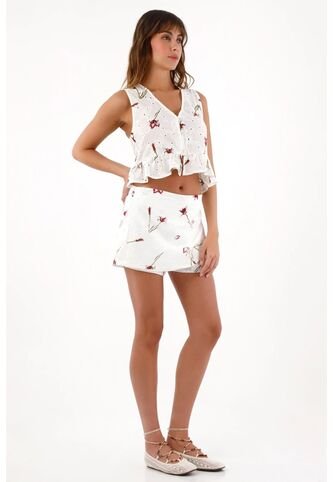 Topmark Falda Short En Ojalillo Con Estampado De Flores Para Mujer topmark