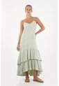 Topmark Vestido Largo En Tela De Flores Verde Para Mujer de topmark