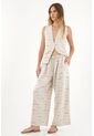 Pantalón Wide Leg Con Detalles Bordados Y Pretina Elástica Para Mujer de topmark