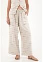 Pantalón Wide Leg Con Detalles Bordados Y Pretina Elástica Para Mujer de topmark