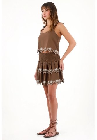 Topmark Falda Corta Con Boleros Café Para Mujer topmark