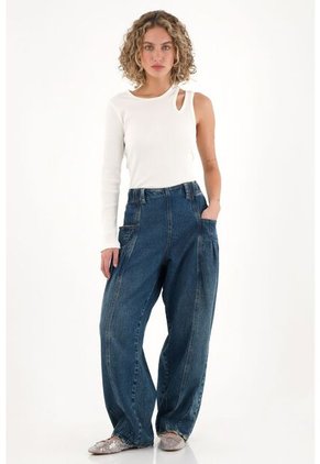 Topmark Jean Balloon De Pretina Elástica Azul Para Mujer