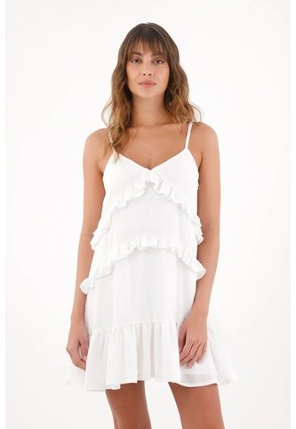 Topmark Vestido Corto Con Boleros Crudo Con Textura Ligera Para Mujer topmark