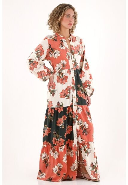 Topmark Vestido Largo Estampado Cuello Neru Para Mujer