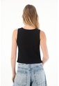 Topmark Camiseta Manga Sisa Con Detalle Entorchado Negra Para Mujer de topmark