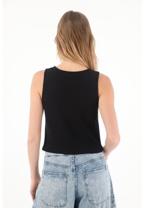 Topmark Camiseta Manga Sisa Con Detalle Entorchado Negra Para Mujer