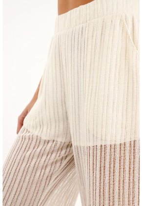 Topmark Pantalón Recto De Tejido Abierto Crudo Para Mujer