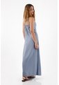 Topmark Vestido Para Mujer De Viscosa Azul Humo Relajado Con Escote Halter Anudado de topmark