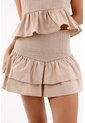 Topmark Falda Corta Para Mujer De Algodón Beige Mini Con Volantes En Capas de topmark