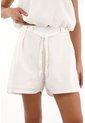 Topmark Short De Tela Con Textura Crudo De Ajuste Cómodo Para Mujer de topmark