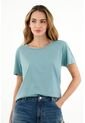 Camiseta Cuello Redondo Verde Para Mujer de topmark