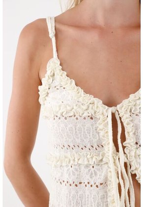 Topmark Top Para Mujer Poliéster Crudo Recto Con Lazo Frontal