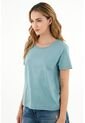 Camiseta Cuello Redondo Verde Para Mujer de topmark