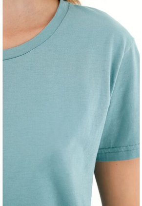 Camiseta Cuello Redondo Verde Para Mujer