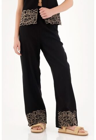 Topmark Pantalón Negro Recto Con Pretina Elástica Para Mujer topmark