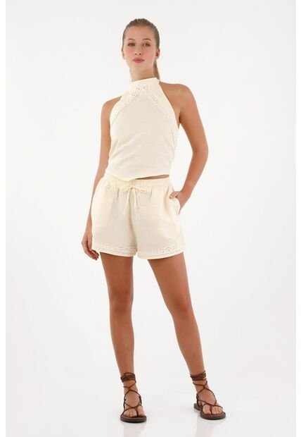Topmark Short Con Encaje Crudo Para Mujer
