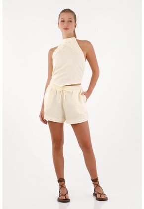 Topmark Short Con Encaje Crudo Para Mujer