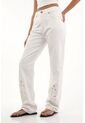 Topmark Jean Recto Con Bordados Crudo Para Mujer de topmark