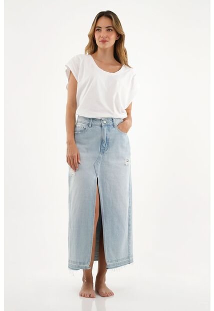 Topmark Falda Azul En Denim Para Mujer