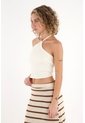 Topmark Camiseta Crop De Tiras Que Anudan En Cuello Crudo Para Mujer de topmark