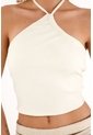 Topmark Camiseta Crop De Tiras Que Anudan En Cuello Crudo Para Mujer de topmark