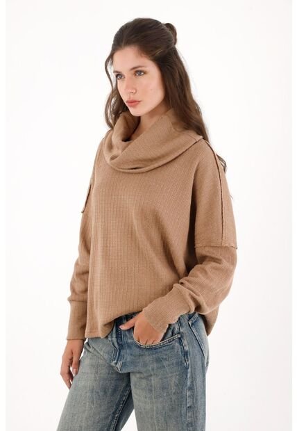 Topmark Buzo Cuello Tortuga Amplio Café Para Mujer