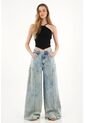 Topmark Jean Wide Leg Tiro Alto Azul Claro Para Mujer de topmark