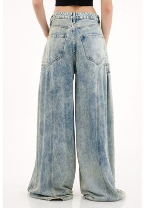 Topmark Jean Wide Leg Tiro Alto Azul Claro Para Mujer