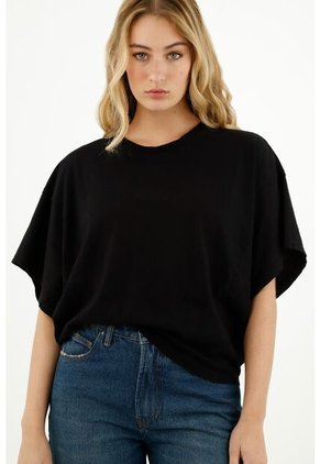 Camiseta Negra Oversize Para Mujer