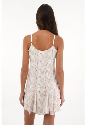 Topmark Vestido Corto Bordado Blanco Para Mujer