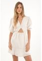 Topmark Vestido Corto De Mangas Con Volumen Café Para Mujer de topmark