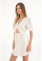 Topmark Vestido Corto De Mangas Con Volumen Café Para Mujer de topmark