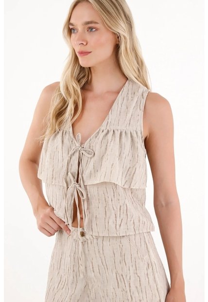 Topmark Camisa En Tela Estampada Tipo Chaleco Para Mujer
