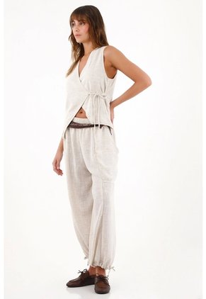 Topmark Chaleco De Diseño Cruzado Gris Para Mujer