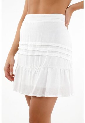 Topmark Falda Blanca Con Alforzas Para Mujer