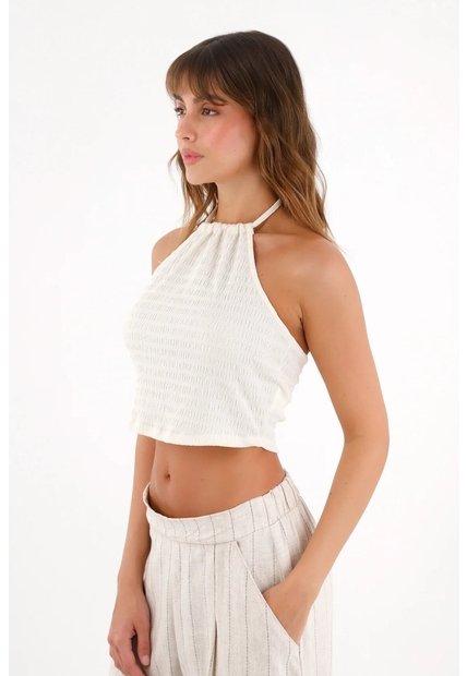 Topmark Camiseta Tipo Crop Con Escote En Posterior Crudo Para Mujer