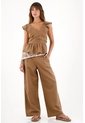 Topmark Camisa Con Escote En V Y Boleros Café Para Mujer de topmark