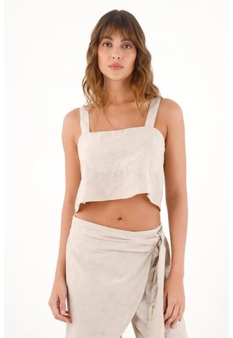 Topmark Camisa Crop Con Detalles A Tono Gris Para Mujer topmark