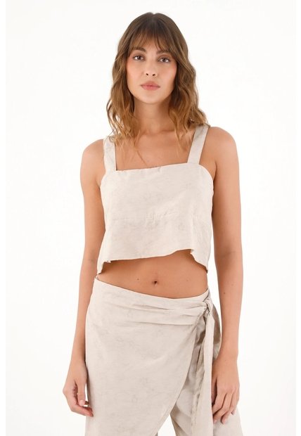Topmark Camisa Crop Con Detalles A Tono Gris Para Mujer