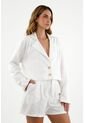 Chaqueta Tipo Blazer Crudo Para Mujer de topmark