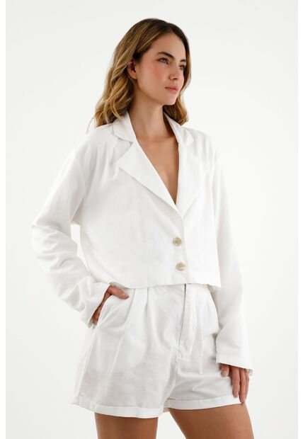 Chaqueta Tipo Blazer Crudo Para Mujer