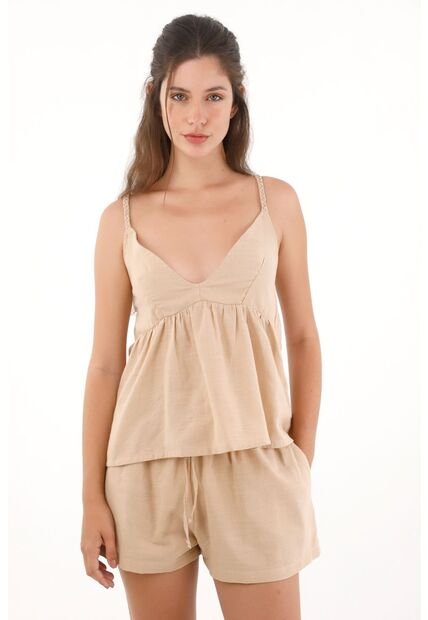 Topmark Camisa Con Tiras De Manualidad Trenzada Crudo Para Mujer