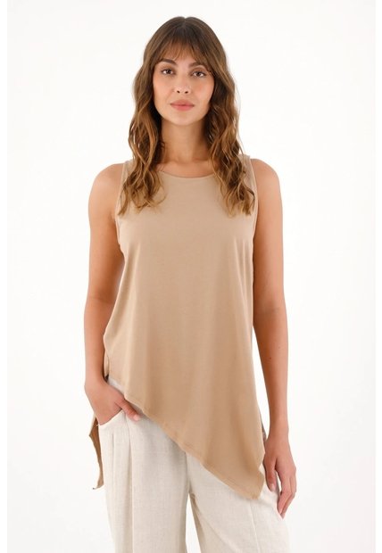 Topmark Camiseta Manga Sisa Gris De Silueta Ajustada Para Mujer