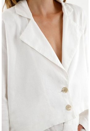 Chaqueta Tipo Blazer Crudo Para Mujer