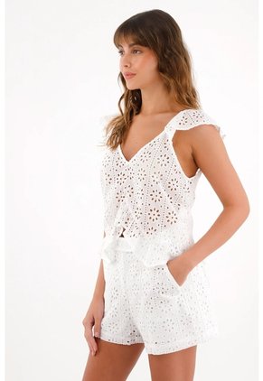 Topmark Camisa En Tela Ojalillo Crudo Para Mujer