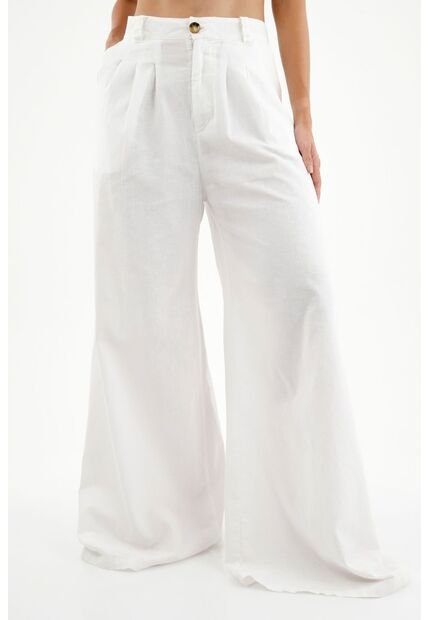 Pantalon Wide Leg Crudo Para Mujer