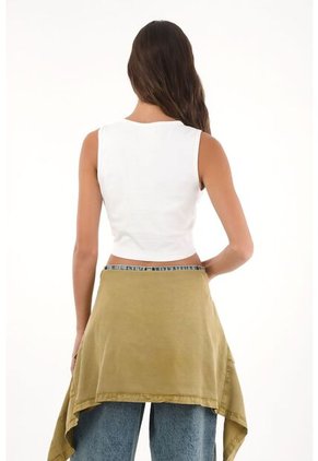 Topmark Camiseta Manga Sisa En Rib Blanca Para Mujer