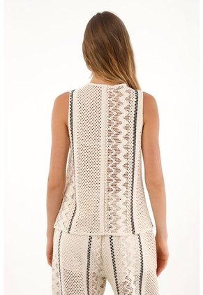 Chaleco Tejido Con Detalles En Contraste Para Mujer