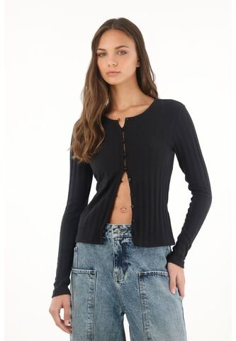 Topmark Camiseta Manga Larga Negra Para Mujer topmark