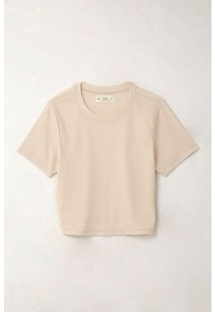 Topmark Camiseta Ajustada Acanalada Crudo Para Mujer